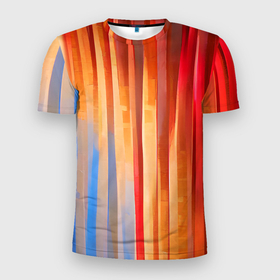 Мужская футболка 3D Slim с принтом Refraction of light в Санкт-Петербурге, 100% полиэстер с улучшенными характеристиками | приталенный силуэт, круглая горловина, широкие плечи, сужается к линии бедра | bright | colors | light | lines | multicoloured | streaks | краски | линии | полосы | разноцветный | рисунок | свет | фееричный | цвета | цветастый | яркий