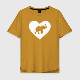 Мужская футболка хлопок Oversize с принтом Слоненок в сердце в Курске, 100% хлопок | свободный крой, круглый ворот, “спинка” длиннее передней части | elephant | азиатский слон | животное | зверь | индийский слон | слон | слоненок | слоник | слониха | слоны | слоняра | уши | хобот | элефант