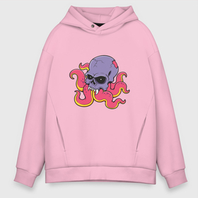 Мужское худи Oversize хлопок с принтом Skull Octopus в Тюмени, френч-терри — 70% хлопок, 30% полиэстер. Мягкий теплый начес внутри —100% хлопок | боковые карманы, эластичные манжеты и нижняя кромка, капюшон на магнитной кнопке | Тематика изображения на принте: death | devil | halloween | horror | octopus | skull | zombie | демон | дьявол | зло | зомби | осьминог | призрак | скелет | хоррор | хэллоуин | череп