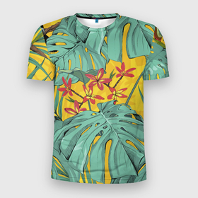 Мужская футболка 3D Slim с принтом Цветы В Джунглях в Белгороде, 100% полиэстер с улучшенными характеристиками | приталенный силуэт, круглая горловина, широкие плечи, сужается к линии бедра | flowers | природа | растение | флора | цветы