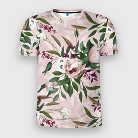 Мужская футболка 3D Slim с принтом Цветы Букет Из Протей в Санкт-Петербурге, 100% полиэстер с улучшенными характеристиками | приталенный силуэт, круглая горловина, широкие плечи, сужается к линии бедра | flowers | природа | растение | флора | цветы