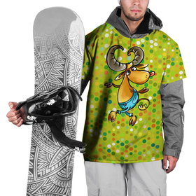Накидка на куртку 3D с принтом Веселый  козерог в Тюмени, 100% полиэстер |  | баран | козерог | овен | овца | рога