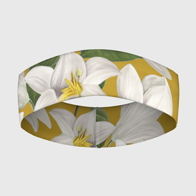 Повязка на голову 3D с принтом Цветы Белые Лилии в Екатеринбурге,  |  | flowers | природа | растение | флора | цветы