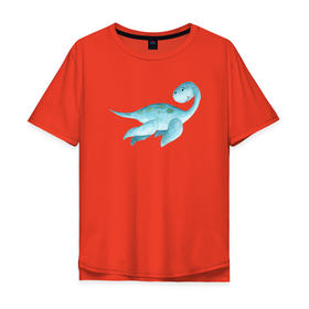 Мужская футболка хлопок Oversize с принтом Плавающий динозаврик в Новосибирске, 100% хлопок | свободный крой, круглый ворот, “спинка” длиннее передней части | dino | дино | динозавр | динозаврик | плавающий динозаврик