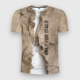Мужская футболка 3D Slim с принтом Только для Италии   Мешковина   Рваньё    Only for Italy   Burlap   Rags в Петрозаводске, 100% полиэстер с улучшенными характеристиками | приталенный силуэт, круглая горловина, широкие плечи, сужается к линии бедра | abstraction | burlap | fashion | italy | vanguard | абстракция | авангард | италия | мешковина | мода
