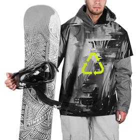 Накидка на куртку 3D с принтом Recycling в Новосибирске, 100% полиэстер |  | black | dark | green | monochrome | recycling | white | белый | бесцветный | зеленый | значок | кислотный | краски | монохромный | переработка | стрелки | темный | чернобелый | черный