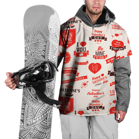 Накидка на куртку 3D с принтом Поздравления   паттерн   HAPPY VALENTINES DAY в Тюмени, 100% полиэстер |  | Тематика изображения на принте: красный | любовь | пара | романтичный | сердечки | счастливые