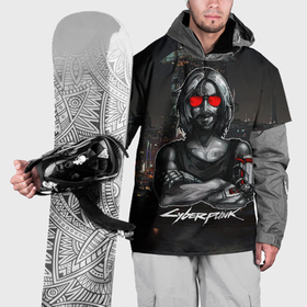 Накидка на куртку 3D с принтом Pixel Johnny Сильверхед Киберпанк 2077 в Тюмени, 100% полиэстер |  | Тематика изображения на принте: 