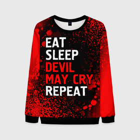 Мужской свитшот 3D с принтом Eat Sleep Devil May Cry Repeat + Арт в Тюмени, 100% полиэстер с мягким внутренним слоем | круглый вырез горловины, мягкая резинка на манжетах и поясе, свободная посадка по фигуре | cry | devil | eat sleep devil may cry repeat | logo | may | девил | игра | игры | край | краска | лого | логотип | мэй | символ | спрей