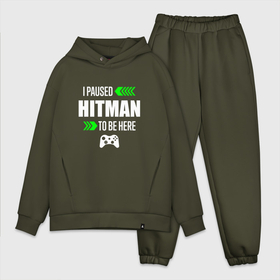 Мужской костюм хлопок OVERSIZE с принтом Hitman I Paused ,  |  | hitman | logo | paused | игра | игры | лого | логотип | символ | хитман