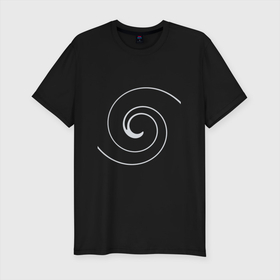 Мужская футболка хлопок Slim с принтом Спираль Вселенной в Новосибирске, 92% хлопок, 8% лайкра | приталенный силуэт, круглый вырез ворота, длина до линии бедра, короткий рукав | Тематика изображения на принте: абстрактное | абстракция | вселенная | космос | символ | спираль | спираль времени | спираль вселенной