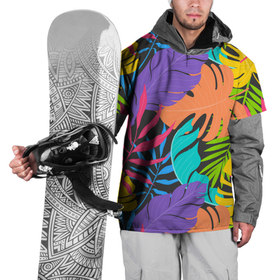 Накидка на куртку 3D с принтом Тропические экзотические листья , 100% полиэстер |  | beach | leaf | leafs | palm | palms | pattern | style | summer | tropical | tropics | летний стиль | пальма | пальмы | паттерн | пляжный стиль | стиль | тропикал | тропики | узор | яркие краски