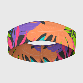 Повязка на голову 3D с принтом Тропические экзотические листья ,  |  | beach | leaf | leafs | palm | palms | pattern | style | summer | tropical | tropics | летний стиль | пальма | пальмы | паттерн | пляжный стиль | стиль | тропикал | тропики | узор | яркие краски