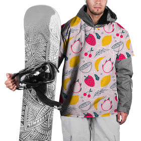 Накидка на куртку 3D с принтом Fruit  Pattern , 100% полиэстер |  | banana | berry | fruit | lemon | pattern | бананы | драконий фрукт | клубника | лимон | паттерн | текстура | фрукты | ягоды