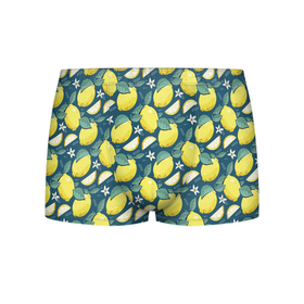 Мужские трусы 3D с принтом Cute lemon pattern , 50% хлопок, 50% полиэстер | классическая посадка, на поясе мягкая тканевая резинка | fruit | lemon | pattern | лимон | лимоны | паттерн | фрукт | фрукты