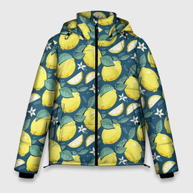 Мужская зимняя куртка 3D с принтом Cute lemon pattern в Петрозаводске, верх — 100% полиэстер; подкладка — 100% полиэстер; утеплитель — 100% полиэстер | длина ниже бедра, свободный силуэт Оверсайз. Есть воротник-стойка, отстегивающийся капюшон и ветрозащитная планка. 

Боковые карманы с листочкой на кнопках и внутренний карман на молнии. | fruit | lemon | pattern | лимон | лимоны | паттерн | фрукт | фрукты