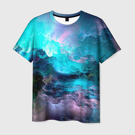 Мужская футболка 3D с принтом МОРСКОЙ ШТОРМ в Тюмени, 100% полиэфир | прямой крой, круглый вырез горловины, длина до линии бедер | Тематика изображения на принте: вода | волны | небо | океан | пейзаж | синий | цунами