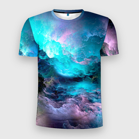 Мужская футболка 3D Slim с принтом МОРСКОЙ ШТОРМ в Тюмени, 100% полиэстер с улучшенными характеристиками | приталенный силуэт, круглая горловина, широкие плечи, сужается к линии бедра | Тематика изображения на принте: вода | волны | небо | океан | пейзаж | синий | цунами
