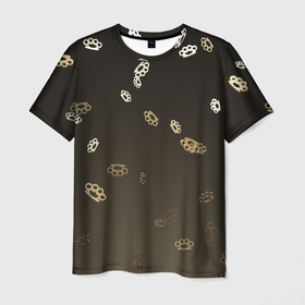 Мужская футболка 3D с принтом brass knuckles   кастет в Кировске, 100% полиэфир | прямой крой, круглый вырез горловины, длина до линии бедер | кастет | маленькие кастеты | темный