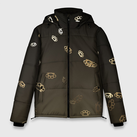 Мужская зимняя куртка 3D с принтом brass knuckles   кастет в Новосибирске, верх — 100% полиэстер; подкладка — 100% полиэстер; утеплитель — 100% полиэстер | длина ниже бедра, свободный силуэт Оверсайз. Есть воротник-стойка, отстегивающийся капюшон и ветрозащитная планка. 

Боковые карманы с листочкой на кнопках и внутренний карман на молнии. | Тематика изображения на принте: кастет | маленькие кастеты | темный
