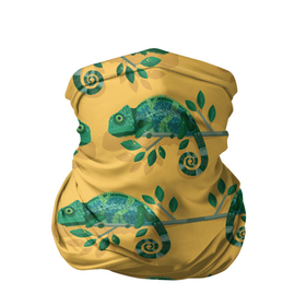 Бандана-труба 3D с принтом Хамелеон принт в Новосибирске, 100% полиэстер, ткань с особыми свойствами — Activecool | плотность 150‒180 г/м2; хорошо тянется, но сохраняет форму | желтый | животное | зеленый | принт | хамелеон