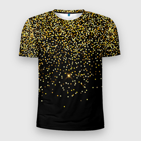 Мужская футболка 3D Slim с принтом ЗВЕЗДОПАД (STARFALL) в Екатеринбурге, 100% полиэстер с улучшенными характеристиками | приталенный силуэт, круглая горловина, широкие плечи, сужается к линии бедра | абстракция | звездопад | звезды | ночь | текстура | фон