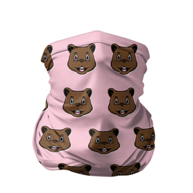 Бандана-труба 3D с принтом Веселый медведь паттрен , 100% полиэстер, ткань с особыми свойствами — Activecool | плотность 150‒180 г/м2; хорошо тянется, но сохраняет форму | Тематика изображения на принте: животное | медведь | милый | мишка | рисунок | розовый | счастье