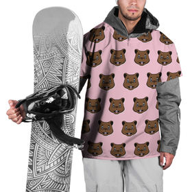 Накидка на куртку 3D с принтом Веселый медведь паттрен в Екатеринбурге, 100% полиэстер |  | животное | медведь | милый | мишка | рисунок | розовый | счастье