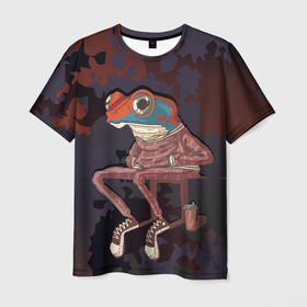 Мужская футболка 3D с принтом Лягуха на стиле в Курске, 100% полиэфир | прямой крой, круглый вырез горловины, длина до линии бедер | жаба | земноводное | лягуха | лягушка | мода | стиль