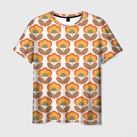 Мужская футболка 3D с принтом ЦВЕТЫ В СТИЛЕ 70х , 100% полиэфир | прямой крой, круглый вырез горловины, длина до линии бедер | 70s | 70е | 80s | 80е | 90е | pattern | retro | геометрия | орнамент | паттерн | ретро | узоры | цветы