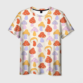 Мужская футболка 3D с принтом ГРИБЫ В СТИЛЕ 70х , 100% полиэфир | прямой крой, круглый вырез горловины, длина до линии бедер | 70s | 70е | 80s | 80е | 90е | pattern | retro | геометрия | грибы | орнамент | паттерн | ретро | узоры | цветы