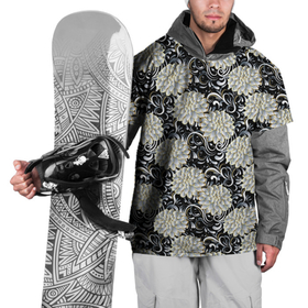 Накидка на куртку 3D с принтом Белые бутоны цветов в Санкт-Петербурге, 100% полиэстер |  | abstract | абстракция | бутоны | геометрия | калейдоскоп | классика | линии | паттерн | текстура | текстурные  узоры | узор | узоры | цветы