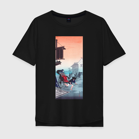 Мужская футболка хлопок Oversize с принтом Morning Haze (Туман) в Екатеринбурге, 100% хлопок | свободный крой, круглый ворот, “спинка” длиннее передней части | japan | винтаж | горы | пейзаж | природа | прогулка | туман | япония | японская | японская анимация | японская эстетика