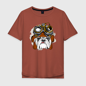 Мужская футболка хлопок Oversize с принтом Стимпанк бульдог в Екатеринбурге, 100% хлопок | свободный крой, круглый ворот, “спинка” длиннее передней части | bulldog | dog | english bulldog | steampunk | английский бульдог | бульдог | бульдоги | животное | научная фантастика | паропанк | пес | песель | песик | собака | собачка | стим панк | стимпанк | фантастика | щенок