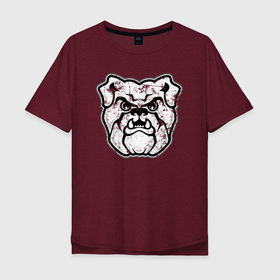 Мужская футболка хлопок Oversize с принтом Бульдог (искусственно состаренная) в Белгороде, 100% хлопок | свободный крой, круглый ворот, “спинка” длиннее передней части | bulldog | dog | english bulldog | английский бульдог | бульдог | бульдоги | животное | пес | песель | песик | собака | собачка | щенок