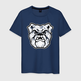 Мужская футболка хлопок с принтом Бульдог (искусственно состаренная) в Белгороде, 100% хлопок | прямой крой, круглый вырез горловины, длина до линии бедер, слегка спущенное плечо. | bulldog | dog | english bulldog | английский бульдог | бульдог | бульдоги | животное | пес | песель | песик | собака | собачка | щенок