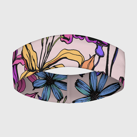 Повязка на голову 3D с принтом Цветы Разноцветные в Екатеринбурге,  |  | flowers | природа | растение | флора | цветы