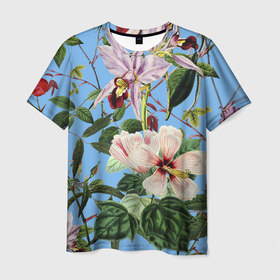 Мужская футболка 3D с принтом Цветы Сине Цветочный Букет в Тюмени, 100% полиэфир | прямой крой, круглый вырез горловины, длина до линии бедер | Тематика изображения на принте: flowers | природа | растение | флора | цветы
