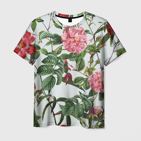 Мужская футболка 3D с принтом Цветы Красные Розы в Курске, 100% полиэфир | прямой крой, круглый вырез горловины, длина до линии бедер | flowers | природа | растение | розы | флора | цветы