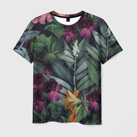 Мужская футболка 3D с принтом Цветы Ночные в Петрозаводске, 100% полиэфир | прямой крой, круглый вырез горловины, длина до линии бедер | flowers | букет | природа | растение | флора | цветы