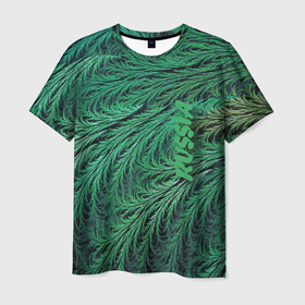 Мужская футболка 3D с принтом Узор из веток можжевельника   Pattern of juniper branches , 100% полиэфир | прямой крой, круглый вырез горловины, длина до линии бедер | branch | juniper | pattern | russia | texture | ветвь | можжевельник | россия | текстура | узор