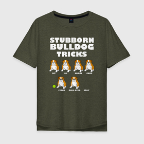 Мужская футболка хлопок Oversize с принтом Упрямый английский бульдог в Санкт-Петербурге, 100% хлопок | свободный крой, круглый ворот, “спинка” длиннее передней части | bulldog | dog | english bulldog | английский бульдог | бульдог | бульдоги | животное | пес | песель | песик | собака | собачка | упрямый английский бульдог | щенок