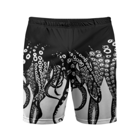 Мужские шорты спортивные с принтом В щупальцах осьминога в Тюмени,  |  | octopus | асьменог | асьминог | в щупальцах осьминога | животное | морские животные | октопус | осьминог | подводный мир | щупальца | щупальцы