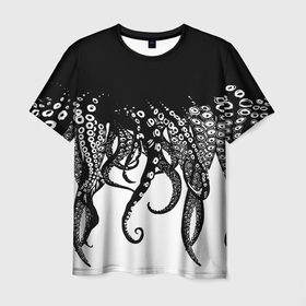Мужская футболка 3D с принтом В щупальцах осьминога в Тюмени, 100% полиэфир | прямой крой, круглый вырез горловины, длина до линии бедер | Тематика изображения на принте: octopus | асьменог | асьминог | в щупальцах осьминога | животное | морские животные | октопус | осьминог | подводный мир | щупальца | щупальцы