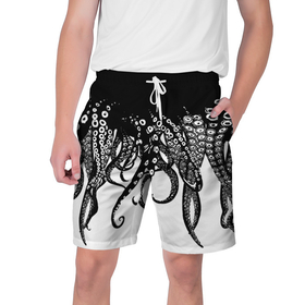 Мужские шорты 3D с принтом В щупальцах осьминога в Екатеринбурге,  полиэстер 100% | прямой крой, два кармана без застежек по бокам. Мягкая трикотажная резинка на поясе, внутри которой широкие завязки. Длина чуть выше колен | octopus | асьменог | асьминог | в щупальцах осьминога | животное | морские животные | октопус | осьминог | подводный мир | щупальца | щупальцы