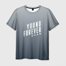 Мужская футболка 3D с принтом Навечно молодой | Young forever в Екатеринбурге, 100% полиэфир | прямой крой, круглый вырез горловины, длина до линии бедер | bangtan | bts | bts young forever | gradient | бантан | бантаны | бтс | ви | градиент | джин | на каждый день | намджун | серая | серое | серый | тэхен | хоби | хосок | чг | чимин | чонгук | шуга | юнги