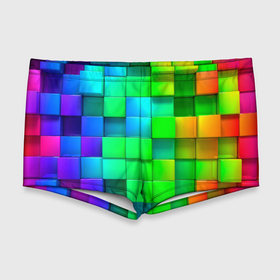 Мужские купальные плавки 3D с принтом РАЗНОЦВЕТНЫЕ КУБИКИ (MULTICOLORED CUBES) в Екатеринбурге, Полиэстер 85%, Спандекс 15% |  | геометрический | желтый | зеленый | квадратный | красный | красочный | куб | оптическая иллюзия | розовый | текстура | узор | цвета