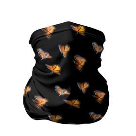 Бандана-труба 3D с принтом Желтые бабочки паттерн в Тюмени, 100% полиэстер, ткань с особыми свойствами — Activecool | плотность 150‒180 г/м2; хорошо тянется, но сохраняет форму | абстракция | акварель | бабочка | желтый | насекомое | черный