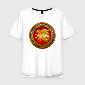 Мужская футболка хлопок Oversize с принтом Исландский дракон в Тюмени, 100% хлопок | свободный крой, круглый ворот, “спинка” длиннее передней части | dragon | дракон | дракончик | драконы | змий | мифическое существо | монстр | чудище | чудовище
