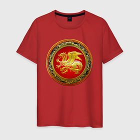 Мужская футболка хлопок с принтом Исландский дракон в Тюмени, 100% хлопок | прямой крой, круглый вырез горловины, длина до линии бедер, слегка спущенное плечо. | dragon | дракон | дракончик | драконы | змий | мифическое существо | монстр | чудище | чудовище